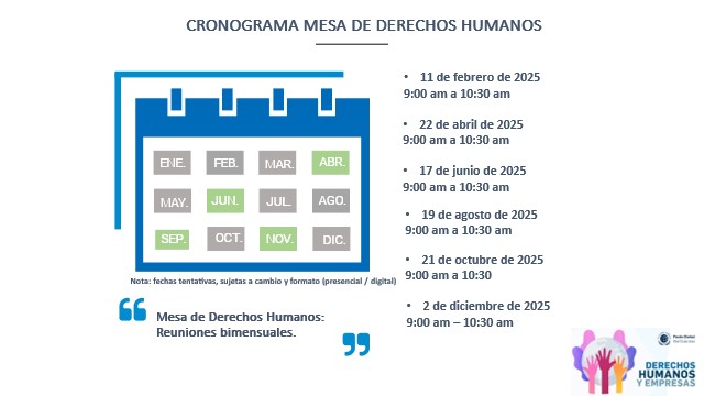 Cronograma Mesa Derechos Humanos 2025